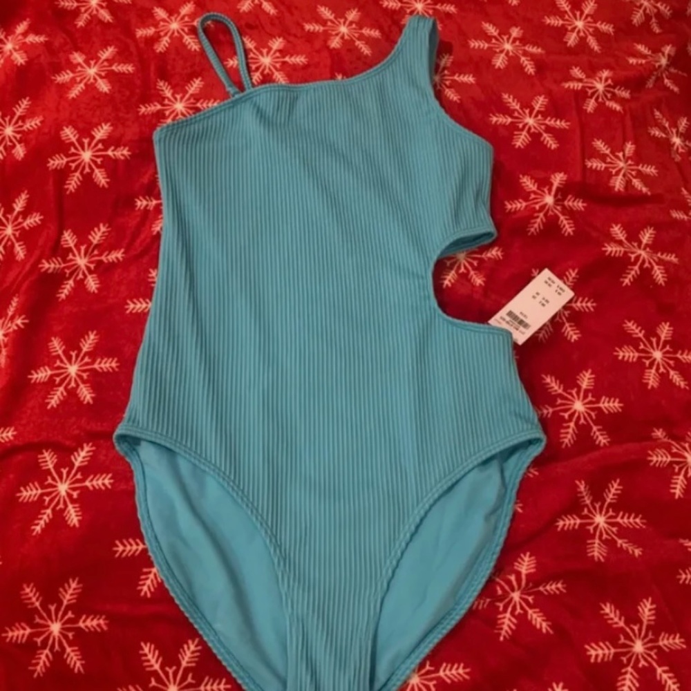 Girls asymmetrical cutout one-piece swimsuit 13/14